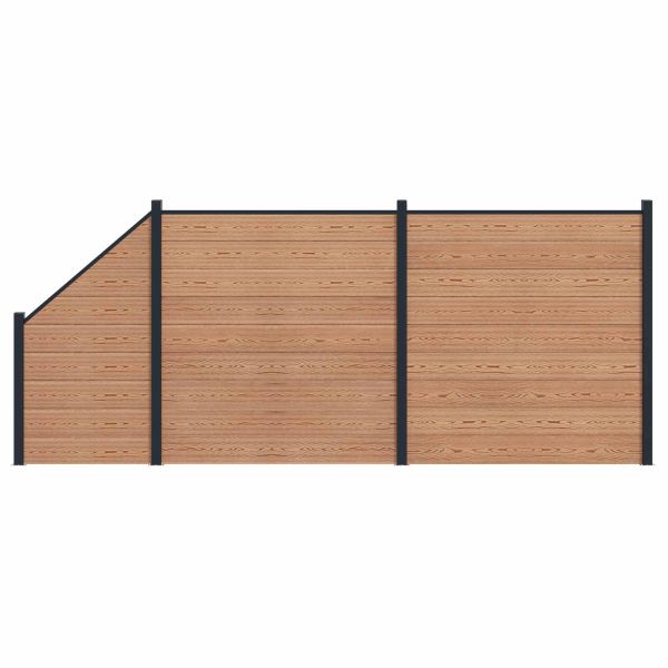 Комплект ограда 3 pcs 446 x 186 см WPC и алуминий Кафяво