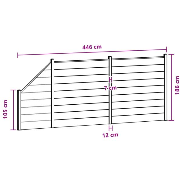 Комплект ограда 3 pcs 446 x 186 см WPC и алуминий Кафяво
