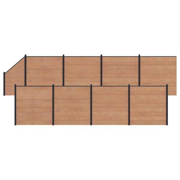 Комплект ограда 9 pcs 1484 x 186 см WPC и алуминий Кафяво