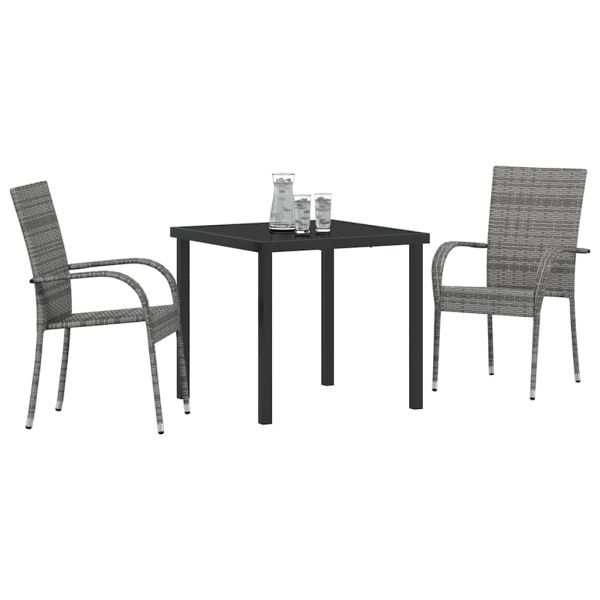 Комплект за хранене в градината 3 pcs Сив