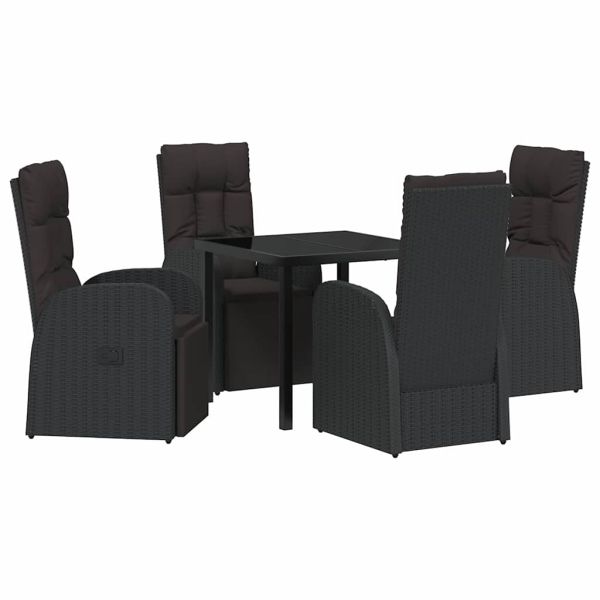 Комплект за хранене в градината 5 pcs Черно полиратан