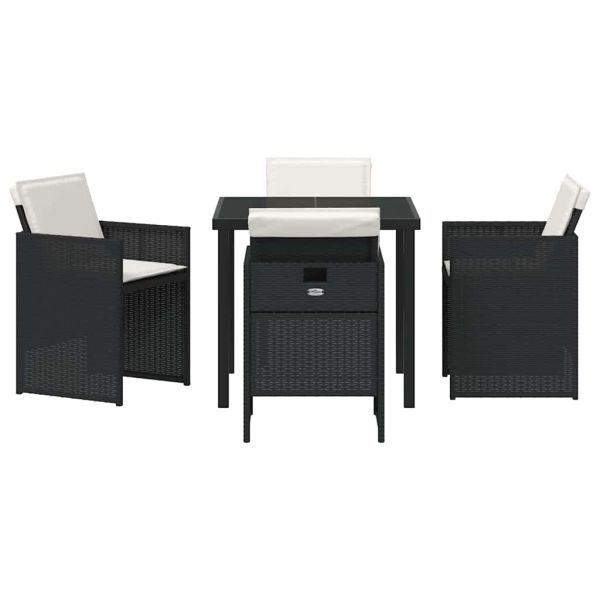 Комплект за хранене в градината 5 pcs Черно полиратан