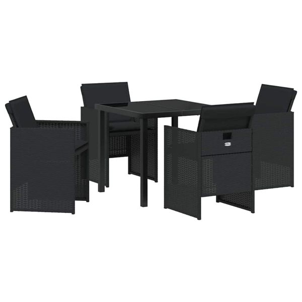Комплект за хранене в градината 5 pcs Черно полиратан
