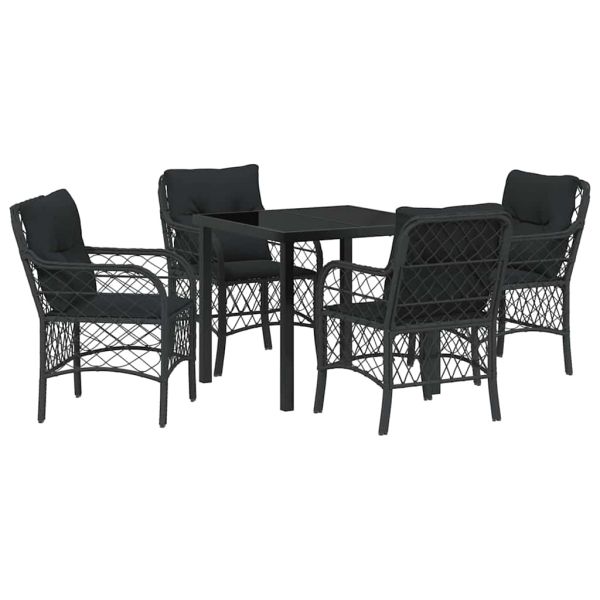 Комплект за хранене в градината 5 pcs Черно полиратан