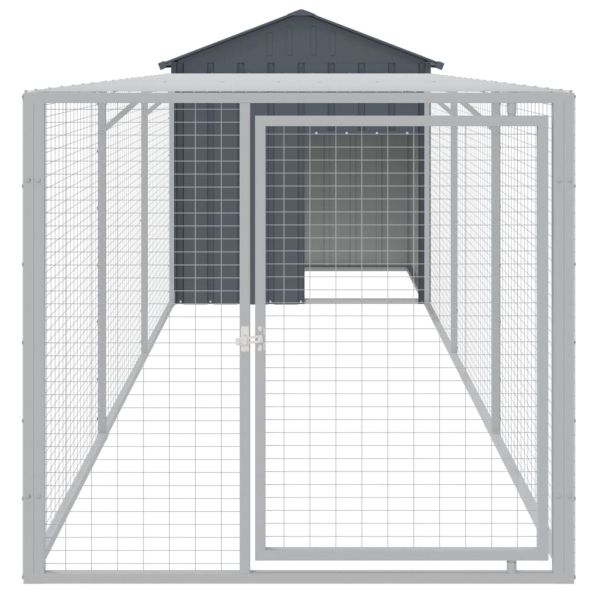 Клетка за пилета с волиера, антрацит, 117x405x123 см, стомана