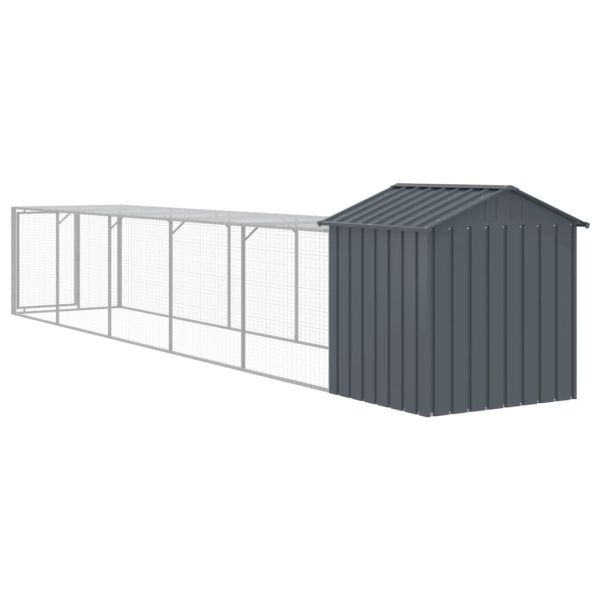 Клетка за пилета с волиера, антрацит, 117x609x123 см, стомана