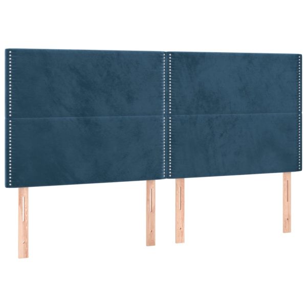 Боксспринг легло с матрак, тъмносиньо, 200x200 см, кадифе