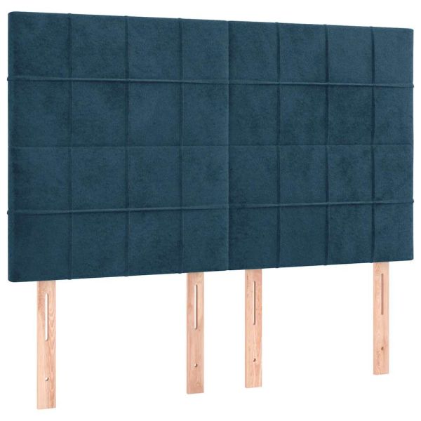 Боксспринг легло с матрак, тъмносиньо, 140x200 см, кадифе