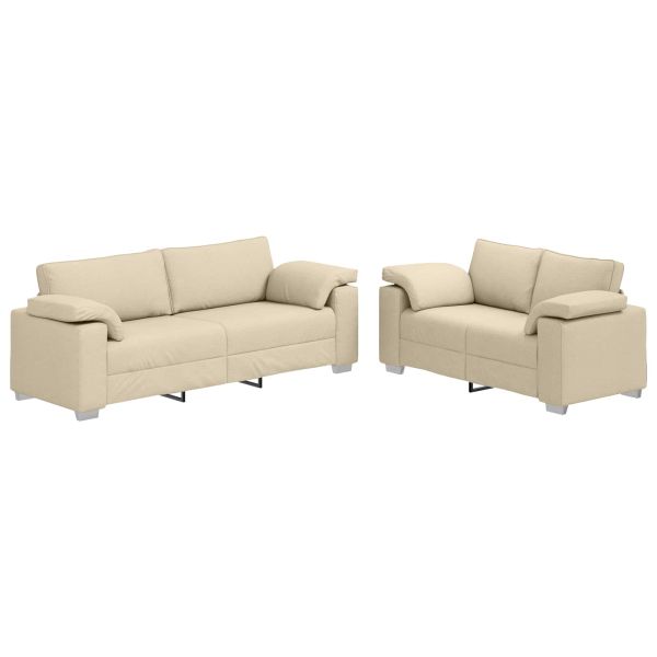 Диван 2 pcs Крем 219 x 80 x 82 см текстил
