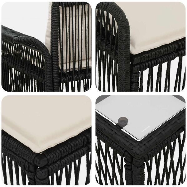 Градински Софа Комплект 10 pcs Черно полиратан