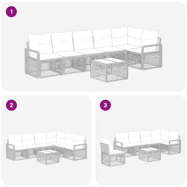 Градински Софа Комплект 7 pcs Бежово полиратан
