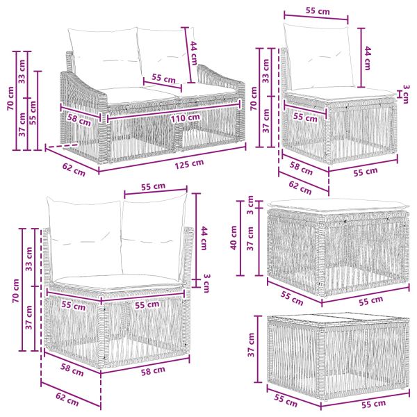 Градински Софа Комплект 13 pcs Черно полиратан
