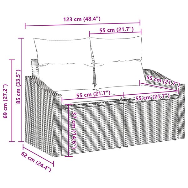 Градински Софа Комплект 6 бр. 5-Брой места Черен и тюркоаз