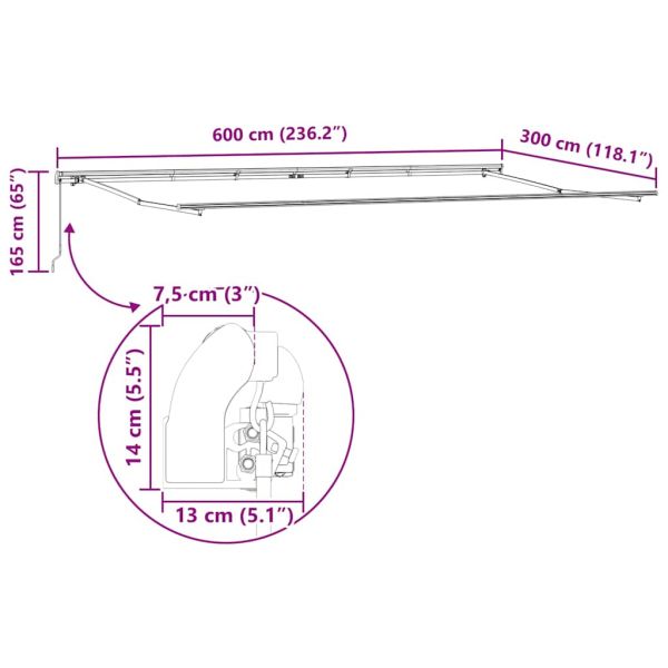 Прибираща се тента Многоцветен 600 × 300 cm