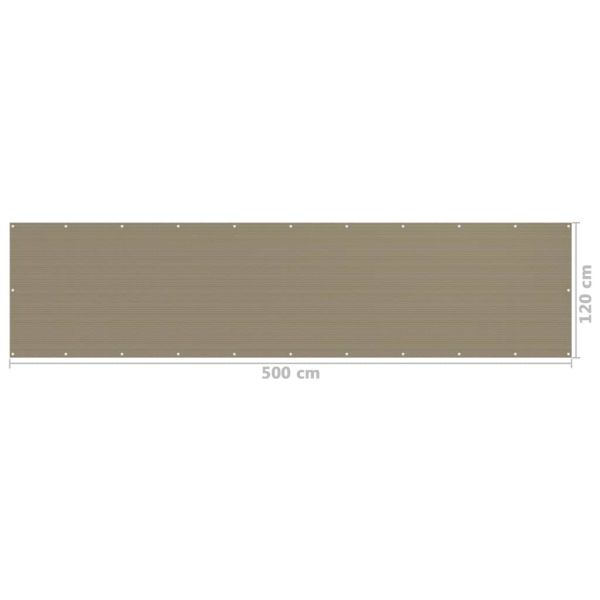 Балконски параван, таупе, 120x500 см, HDPE