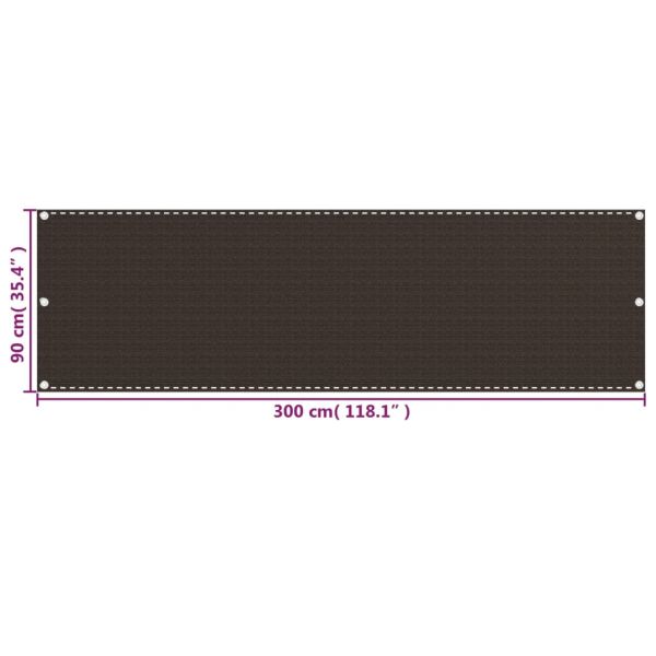 Балконски параван, кафяв, 90x300 см, HDPE