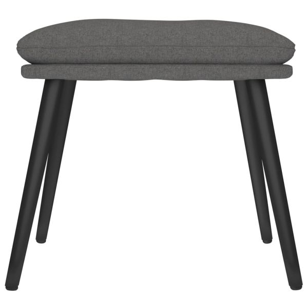 Релакс стол с табуретка, тъмносив, текстил