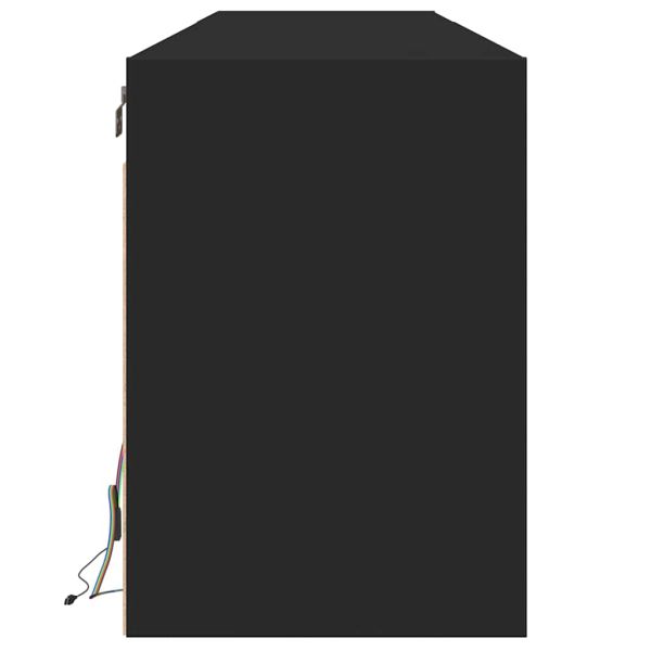 Стенен ТВ шкаф с LED, черен, 180x31x45 см