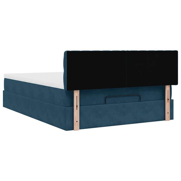 Отоманка с матрак, тъмносиня, 140x200 см, кадифе