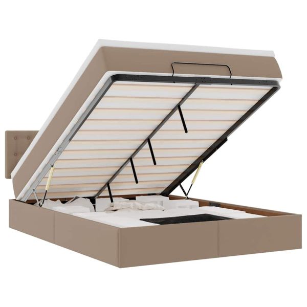 Отоманка с матраци и LED осветление, капучино, 140x190 см, изкуствена кожа