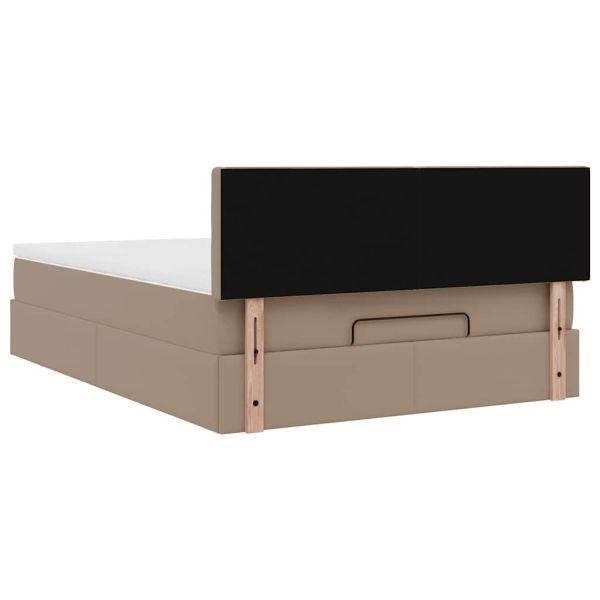 Отоманка с матраци и LED осветление, капучино, 140x190 см, изкуствена кожа