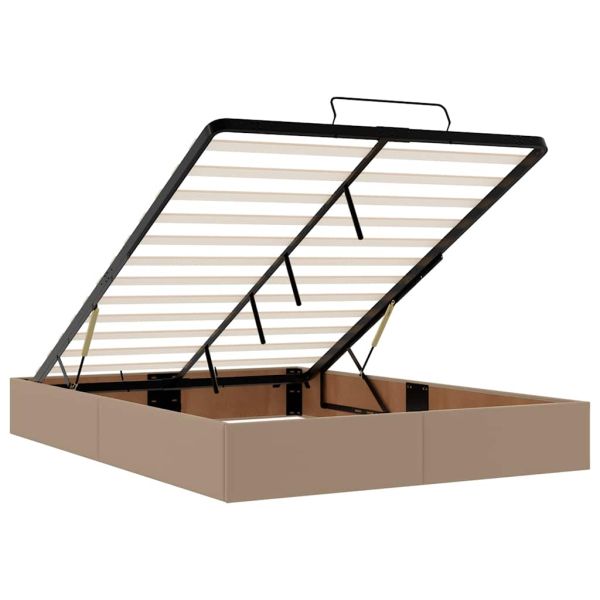 Отоманка с матраци и LED осветление, капучино, 140x190 см, изкуствена кожа