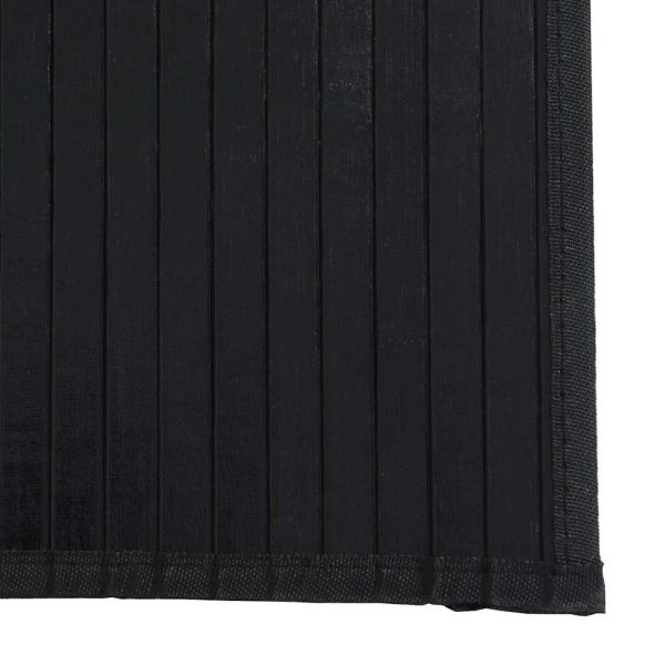 Килим правоъгълен черен 70x200 см бамбук