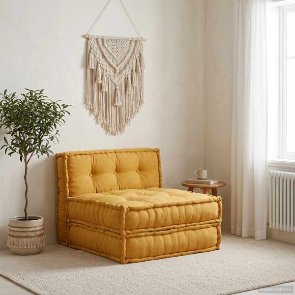 Модулен диван, жълт, 70x70x36, плат