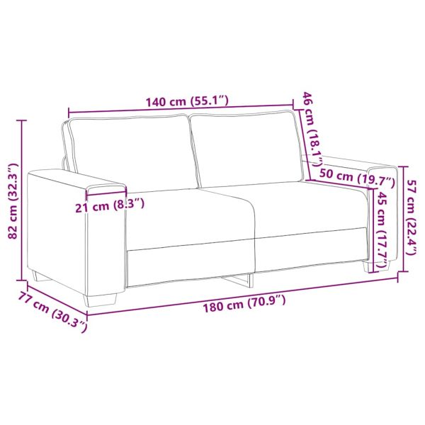 Двуместен диван 180x77x82 см, ленен