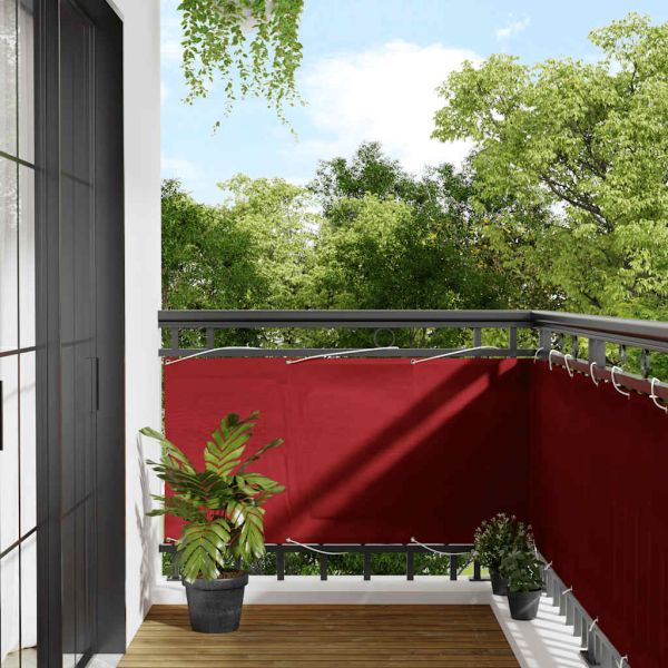 Параван за балкон, червен, 75x700 см, 100% полиестер, оксфорд