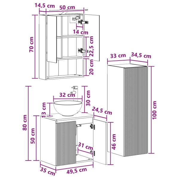 Комплект мебели за баня 4 pcs Дъб сонома