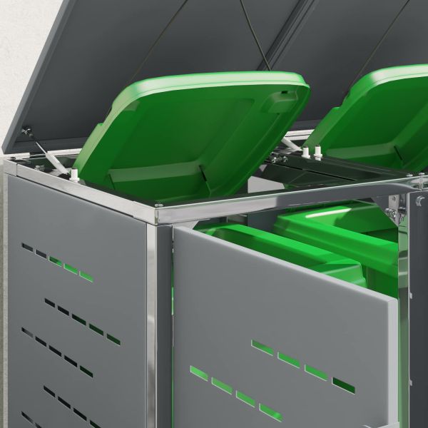 Съхранение на контейнер for 2 Bins 240L Неръждаема стомана Сиво