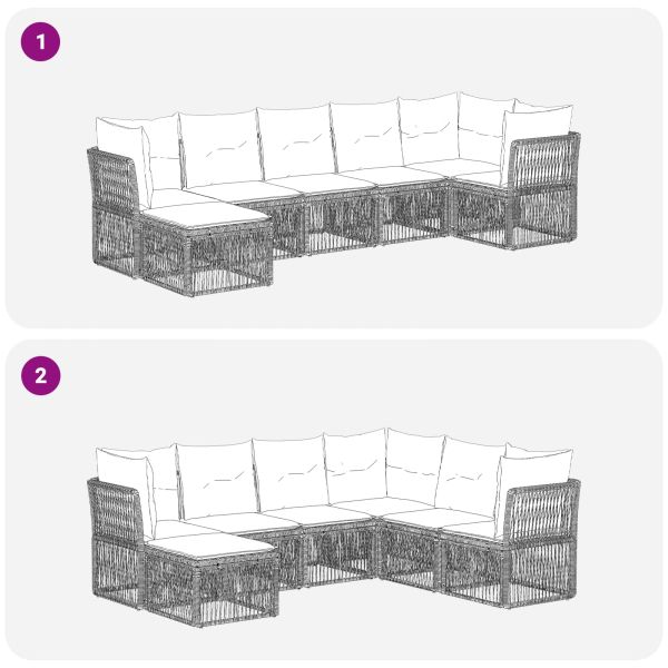 Градински Софа Комплект 7 pcs Черно полиратан