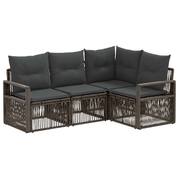 Градински Софа Комплект 4 pcs Сиво полиратан