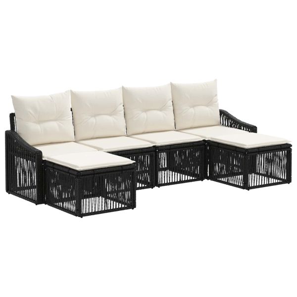 Градински Софа Комплект 6 pcs Черно полиратан