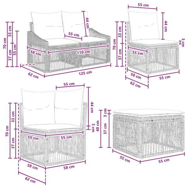Градински Софа Комплект 12 pcs Черно полиратан