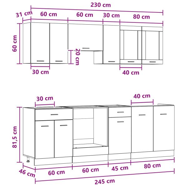 Кухненски единица Lyon 8 pcs Инженерно дърво