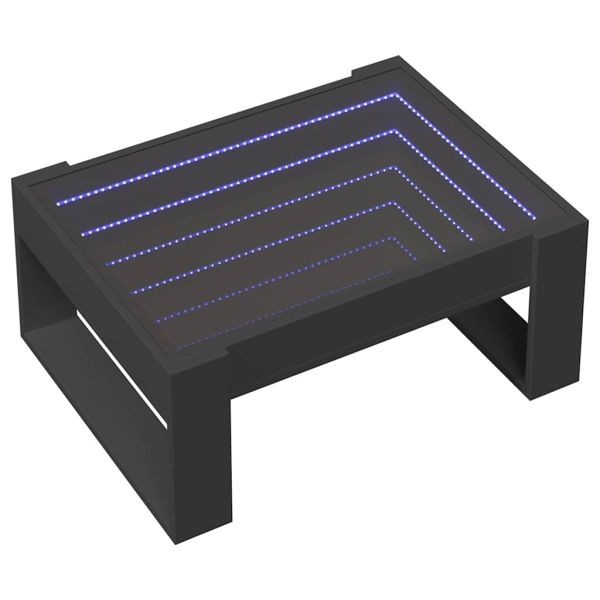 Маса за кафе с Infinity LED, черна, 70x53x30 см