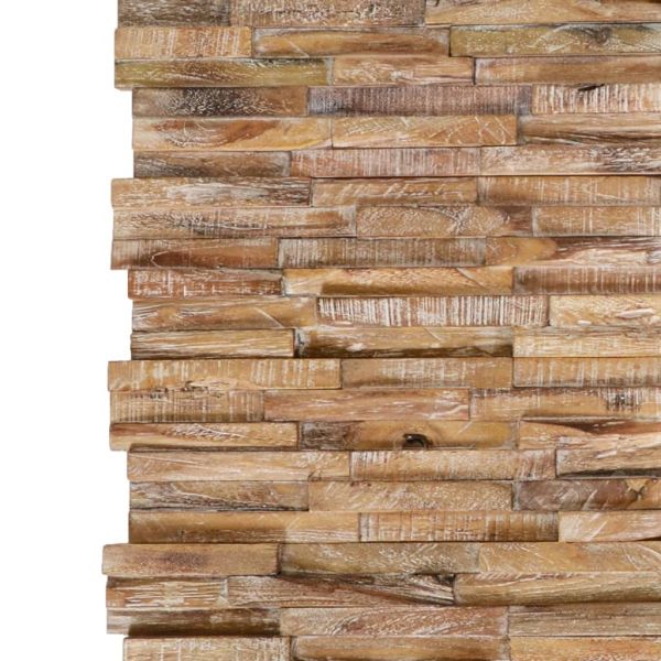 3D стенни облицовъчни панели, 10 бр, 1,01 м², тик масив