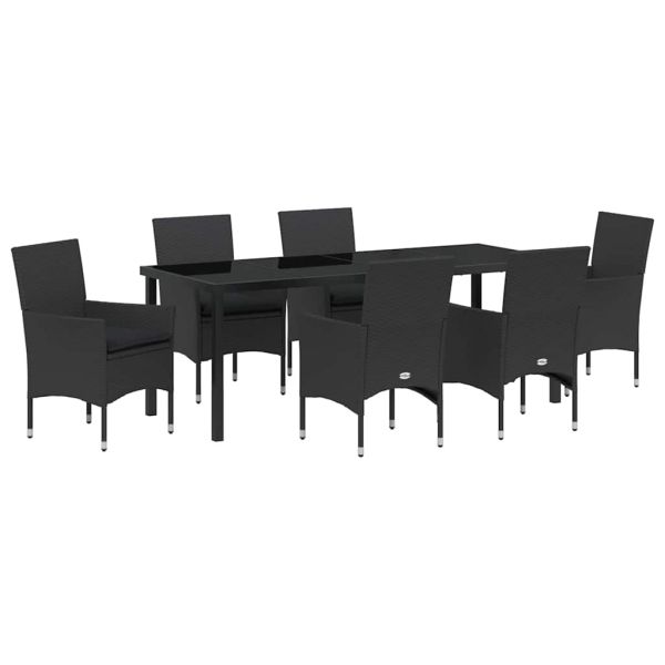 Комплект за хранене в градината 7 pcs Черно полиратан