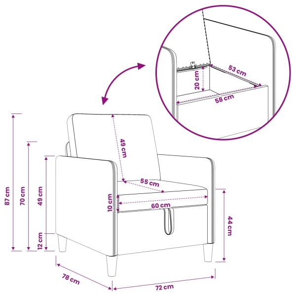 Диван с storage Жълто 72 x 78 x 87 см Полиестер