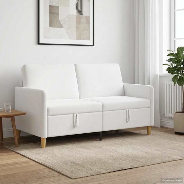 Диван с storage Бяло 152 x 78 x 87 см Полиестер