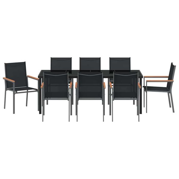 Комплект за хранене в градината 9 pcs Черно