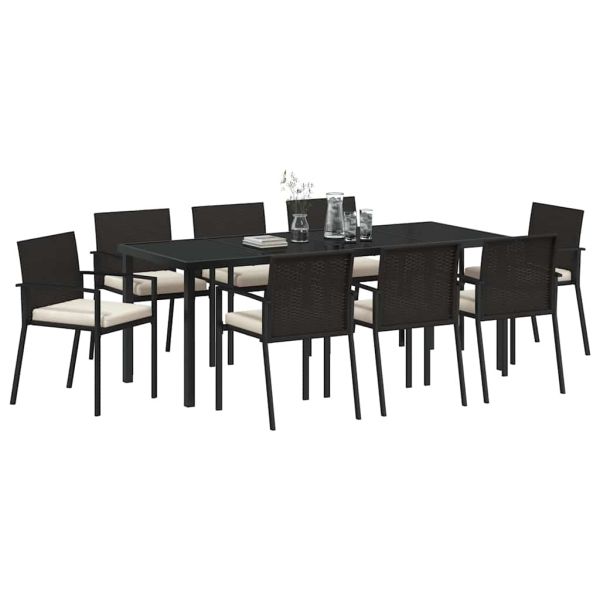 Комплект за хранене в градината 9 pcs Черно