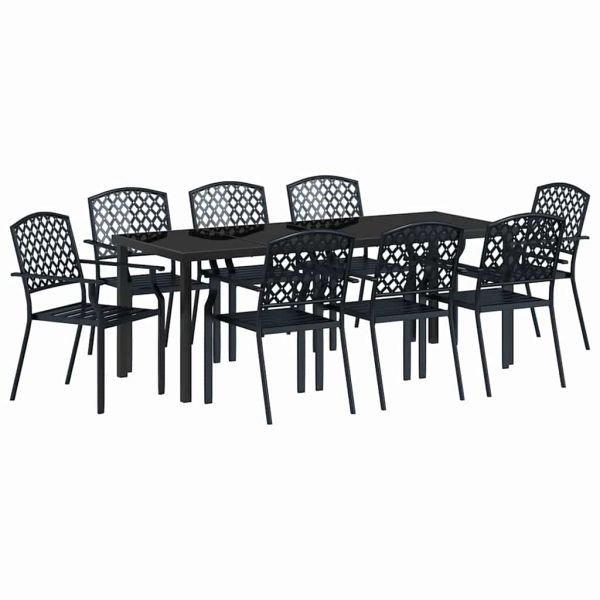 Комплект за хранене в градината 9 pcs Антрацит
