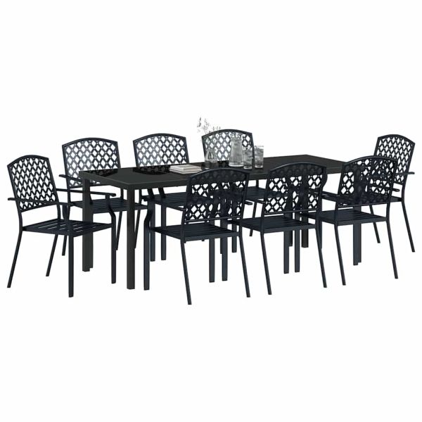 Комплект за хранене в градината 9 pcs Антрацит
