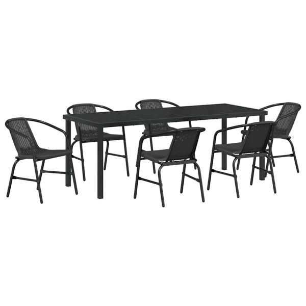 Комплект за хранене в градината 7 pcs Черно