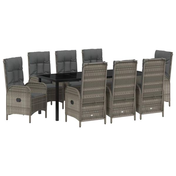 Комплект за хранене в градината 9 бр. Сив полиратан