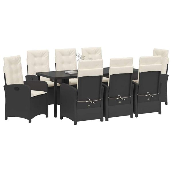 Комплект за хранене в градината 9 pcs Черно полиратан