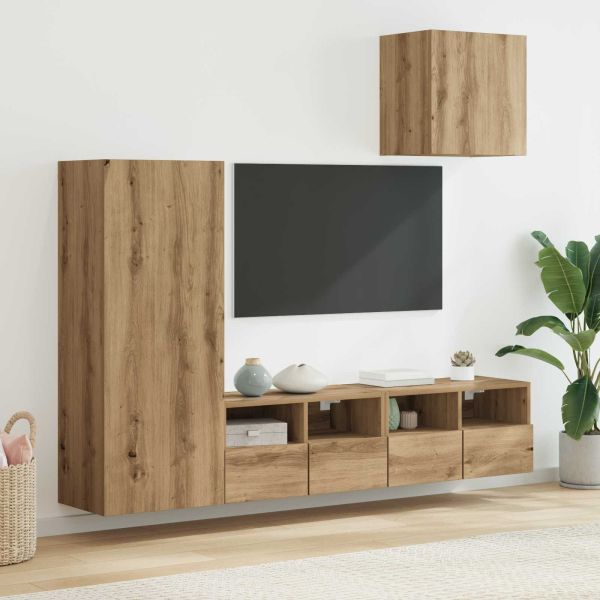 Стойки за телевизор 4 pcs Дъб Инженерно дърво